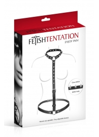 Черная упряжь на тело с шипами на ошейнике - Fetish Tentation - купить с доставкой в Петропавловске-Камчатском