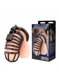 Черная металлическая клетка с замком Deluxe Chastity Cage - BlueLine - купить с доставкой в Петропавловске-Камчатском