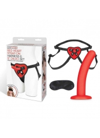 Красный поясной фаллоимитатор Red Heart Strap on Harness   5in Dildo Set - 12,25 см. - Lux Fetish - купить с доставкой в Петропавловске-Камчатском