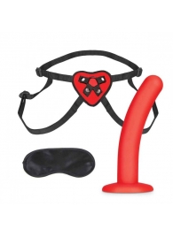 Красный поясной фаллоимитатор Red Heart Strap on Harness   5in Dildo Set - 12,25 см. - Lux Fetish - купить с доставкой в Петропавловске-Камчатском