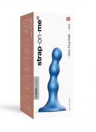Голубая насадка Strap-On-Me Dildo Plug Balls size S - Strap-on-me - купить с доставкой в Петропавловске-Камчатском