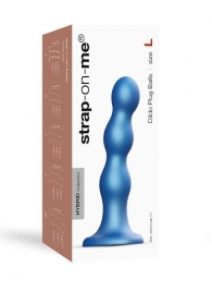 Голубая насадка Strap-On-Me Dildo Plug Balls size L - Strap-on-me - купить с доставкой в Петропавловске-Камчатском