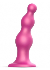 Розовая насадка Strap-On-Me Dildo Plug Beads size L - Strap-on-me - купить с доставкой в Петропавловске-Камчатском