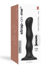 Черная насадка Strap-On-Me Dildo Geisha Balls size M - Strap-on-me - купить с доставкой в Петропавловске-Камчатском