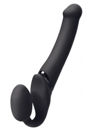 Черный безремневой вибрострапон Silicone Bendable Strap-On - size XL - Strap-on-me - купить с доставкой в Петропавловске-Камчатском