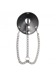 Утяжка для мошонки из искусственной кожи с цепочками PARACHUTE BALL STRETCHER - BlueLine - купить с доставкой в Петропавловске-Камчатском