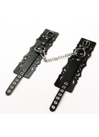 Узорчатые кожаные оковы с регулируемыми ремешками - Crazy Handmade - купить с доставкой в Петропавловске-Камчатском