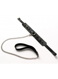 Черный ошейник с шипами и поводком - Crazy Handmade - купить с доставкой в Петропавловске-Камчатском