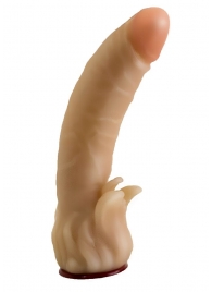 Телесная гелевая насадка-фаллос с клиторальными лепестками - 18,5 см. - LOVETOY (А-Полимер) - купить с доставкой в Петропавловске-Камчатском