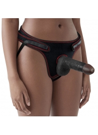 Женский темнокожий страпон Easy Strapon Set 7 Inch - 18 см. - Lovetoy - купить с доставкой в Петропавловске-Камчатском