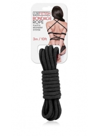 Черная хлопковая веревка для связывания - 3 м. - Lux Fetish - купить с доставкой в Петропавловске-Камчатском