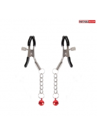 Серебристые зажимы на соски с шариками на цепочках - Notabu - купить с доставкой в Петропавловске-Камчатском