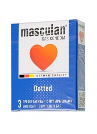 Презервативы с пупырышками Masculan Dotted - 3 шт. - Masculan - купить с доставкой в Петропавловске-Камчатском