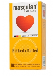 Презервативы с колечками и пупырышками Masculan Ribbed+Dotted - 10 шт. - Masculan - купить с доставкой в Петропавловске-Камчатском