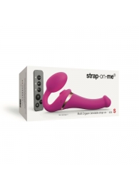 Ярко-розовый безремневой страпон Multi Orgasm Size S с клиторальной стимуляцией - Strap-on-me - купить с доставкой в Петропавловске-Камчатском