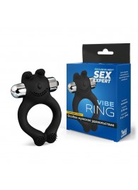 Черное силиконовое эрекционное виброкольцо Sex Expert - Sex Expert - в Петропавловске-Камчатском купить с доставкой
