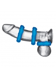 Комплект из трех голубых эрекционных колец 3-Pack Ribbed Rider Cock Ring Set - BlueLine - в Петропавловске-Камчатском купить с доставкой