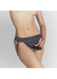 Серые трусики для фиксации насадок Strap-on-me Harness Lingerie Unique - Strap-on-me - купить с доставкой в Петропавловске-Камчатском