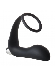 Черное эрекционное кольцо с вибропробкой Vibrating Anal Plug With Cockring - Dream Toys - в Петропавловске-Камчатском купить с доставкой