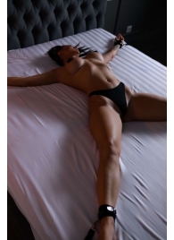 Черный кожаный набор фиксации на кровати Sex Game - БДСМ Арсенал - купить с доставкой в Петропавловске-Камчатском