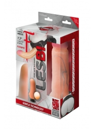 Телесный страпон Harness LESBI с вагинальной пробкой - 16,5 см. - LOVETOY (А-Полимер) - купить с доставкой в Петропавловске-Камчатском