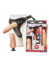 Телесный страпон Harness LESBI с вагинальной пробкой - 16,5 см. - LOVETOY (А-Полимер) - купить с доставкой в Петропавловске-Камчатском