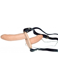 Телесный женский страпон с вагинальной пробкой Strap-On Duo - 15 см. - Orion - купить с доставкой в Петропавловске-Камчатском