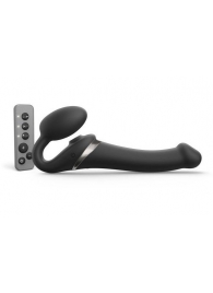Черный безремневой страпон Multi Orgasm Size M с клиторальной стимуляцией - Strap-on-me - купить с доставкой в Петропавловске-Камчатском