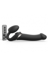 Черный безремневой страпон Multi Orgasm Size L с клиторальной стимуляцией - Strap-on-me - купить с доставкой в Петропавловске-Камчатском