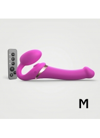 Ярко-розовый безремневой страпон Multi Orgasm Size M с клиторальной стимуляцией - Strap-on-me - купить с доставкой в Петропавловске-Камчатском