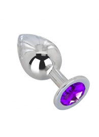 Большой плаг из стали с фиолетовым кристаллом Violet Dream - 9,5 см. - Erotic Fantasy - купить с доставкой в Петропавловске-Камчатском