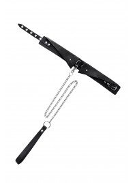 Черный кожаный ошейник-воротник с поводком - Pecado - купить с доставкой в Петропавловске-Камчатском