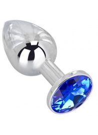 Анальное украшение BUTT PLUG  Small с синим кристаллом - 7 см. - Anal Jewelry Plug - купить с доставкой в Петропавловске-Камчатском