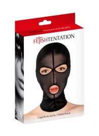 Черная сетчатая маска на голову с отверстиями для глаз и рта - Fetish Tentation - купить с доставкой в Петропавловске-Камчатском