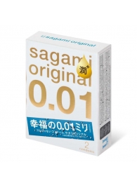 Увлажнённые презервативы Sagami Original 0.01 Extra Lub - 2 шт. - Sagami - купить с доставкой в Петропавловске-Камчатском