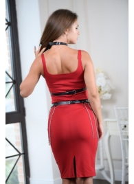 Черно-серебристая портупея-юбка plus size с цепочками - БДСМ Арсенал - купить с доставкой в Петропавловске-Камчатском