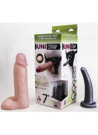 Страпон-унисекс с двумя насадками UNI strap 7  Harness - 19 и 16 см. - LOVETOY (А-Полимер) - купить с доставкой в Петропавловске-Камчатском