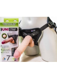 Страпон-унисекс с двумя насадками UNI strap 7  Harness - 19 и 16 см. - LOVETOY (А-Полимер) - купить с доставкой в Петропавловске-Камчатском