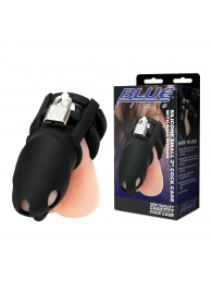 Черная клетка для пениса Silicone Small 2 in Cock Cage With Ball Divider - BlueLine - купить с доставкой в Петропавловске-Камчатском