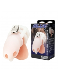 Белая клетка для пениса Silicone Small 2 in Cock Cage With Ball Divider - BlueLine - купить с доставкой в Петропавловске-Камчатском