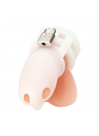 Белая клетка для пениса Silicone Small 2 in Cock Cage With Ball Divider - BlueLine - купить с доставкой в Петропавловске-Камчатском