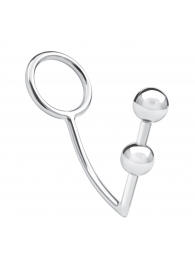 Кольцо на пенис с анальным стимулятором Two Bead Stainless Steel Anal Hook   Cock Ring - BlueLine - в Петропавловске-Камчатском купить с доставкой