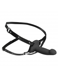 Черный полый страпон с вибрацией 2’’ Erection 28X Smooth Vibrating Silicone Penis Sheath - XR Brands - купить с доставкой в Петропавловске-Камчатском