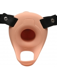 Телесный полый страпон 2  Erection 28X Smooth Vibrating Silicone Penis Sheath - 16 см. - XR Brands - купить с доставкой в Петропавловске-Камчатском