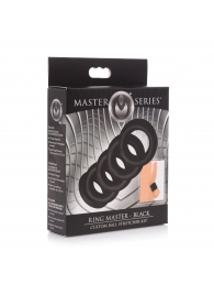 Комплект из 5 черных эрекционных колец для мошонки Ring Master Custom Ball Stretcher Kit - XR Brands - в Петропавловске-Камчатском купить с доставкой