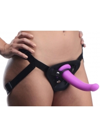 Лиловый поясной страпон Navigator Silicone G-Spot Dildo with Harness - 17,8 см. - XR Brands - купить с доставкой в Петропавловске-Камчатском