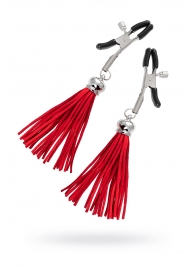Зажимы на соски «Прищепки» с красными кисточками из замши - Pecado - купить с доставкой в Петропавловске-Камчатском