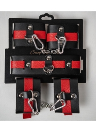 Черно-красный набор фиксаций: наручники, оковы и ошейник - Crazy Handmade - купить с доставкой в Петропавловске-Камчатском