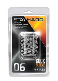 Прозрачная насадка с объёмными чёрточками STAY HARD COCK SLEEVE 06 CLEAR - Blush Novelties - в Петропавловске-Камчатском купить с доставкой