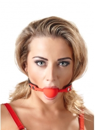 Силиконовый кляп-шар на чёрных ремешках Red Gag silicone - Orion - купить с доставкой в Петропавловске-Камчатском